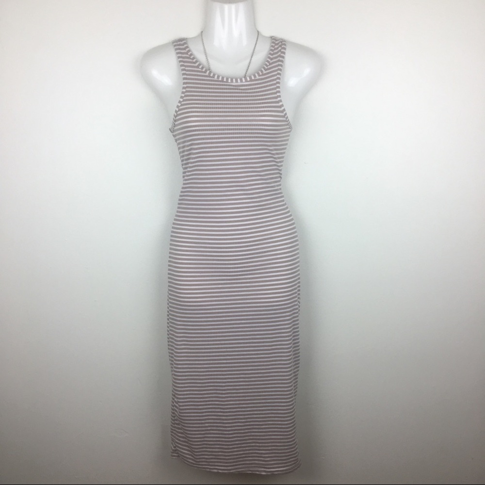Women’s Striped Bodycon Tank Midi Dress